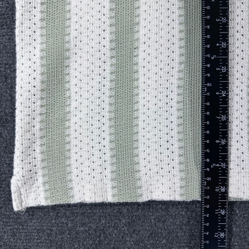 Hollister Button Down Mens XXL 2XL Green Striped Crochet Knit Boxy Fit Shirt - Picture 11 of 13